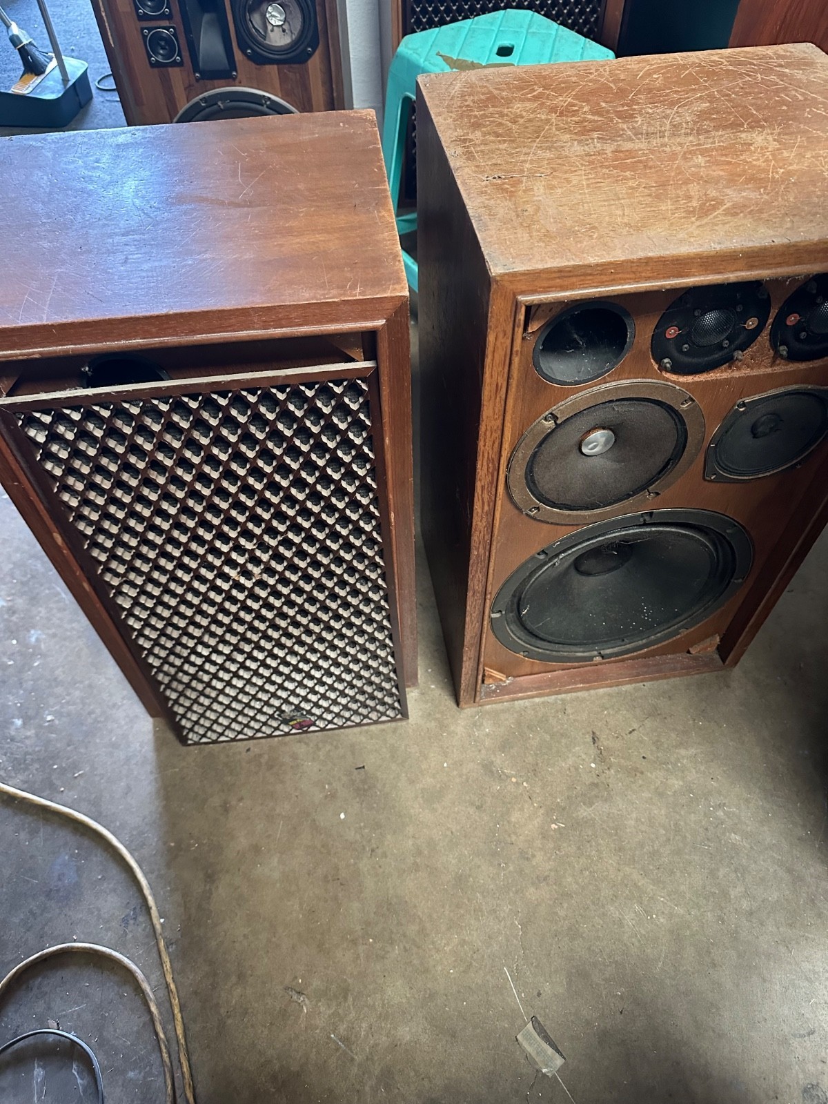 Sansui Vintage Speakers Set Of Two Light Brown Wooden Frames