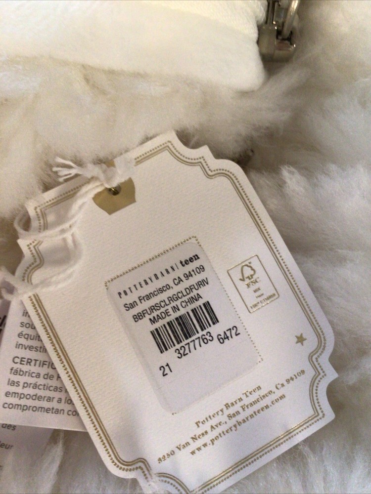 Pottery Barn Teen Cloud Fur Bean Bag Chair Slipcover Ivory Large 41 “ Super Soft