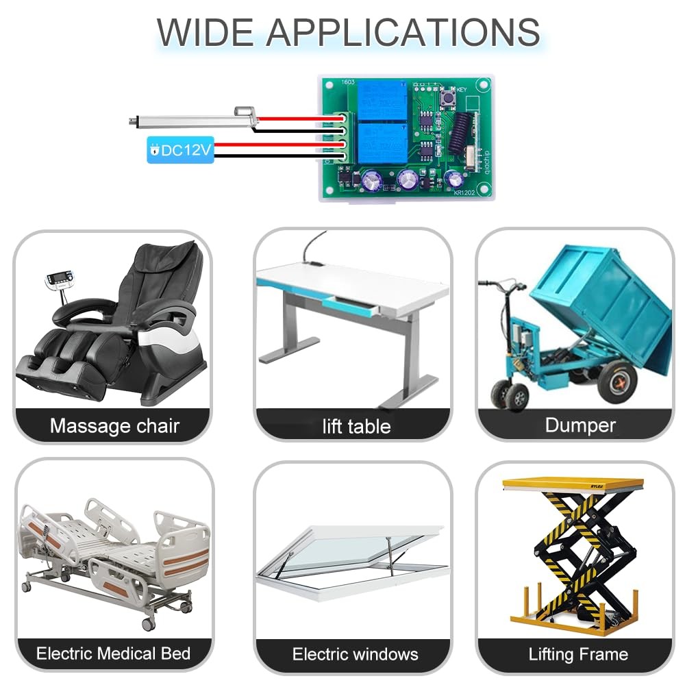 DC 5V-60V Motor RF Remote Control, KR1202, Forward, Reverse, 433Mhz, Relay