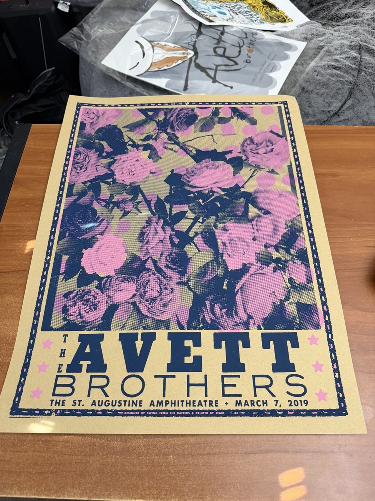 Avett Brothers Poster Hard stock St Augustine Amphitheatre  24 x 18 2019