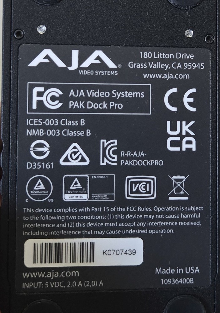 AJA Pak Dock Pro Pak-Dock-Pro USB-C Media Reader