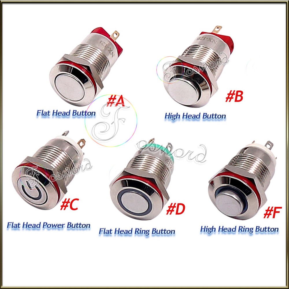 12MM Momentary Push Button ON Off Switch Metal Latching Illuminated Round Switch