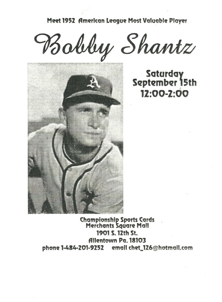 Bobby Shantz Autographed Baseball #BN w/COA ** PLEASE READ **