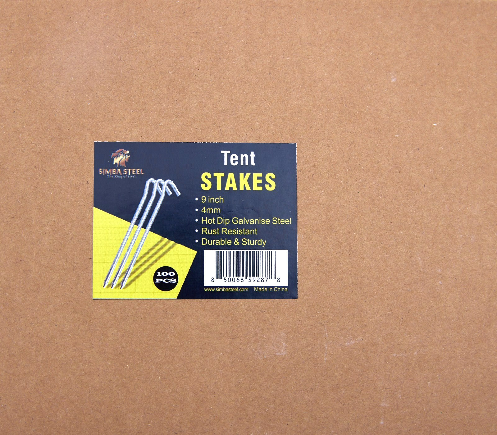9 inch Tent Stake 4mm / 5mm available in 10-Pack / 25-Pack / 50-Pack / 100-Pack.