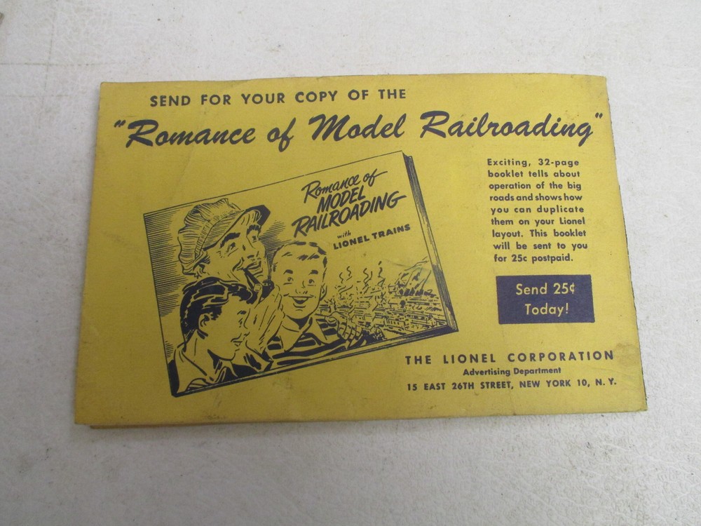 "Lionel Trains instructions for assembling & operating" Booklet from 1952.