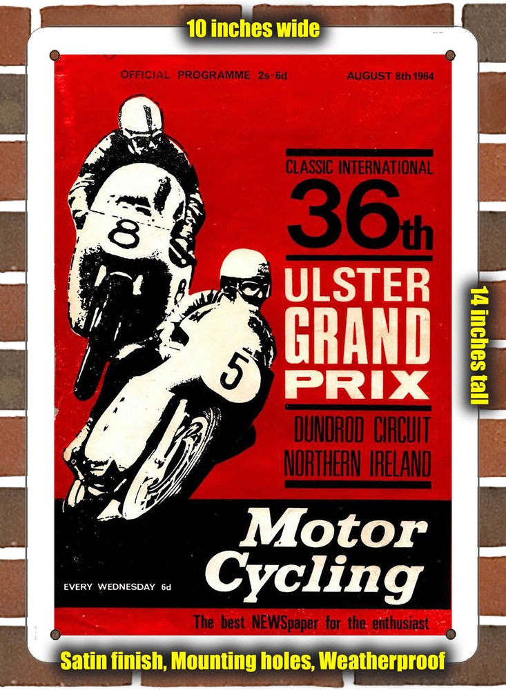 Metal Sign - 1964 Dundrod Circuit Racing Program - 10x14 inches