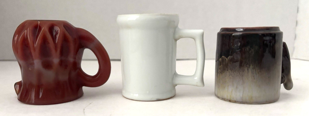 THREE (3) HANDLED SMALL MUGS / PITCHER LOT D-1