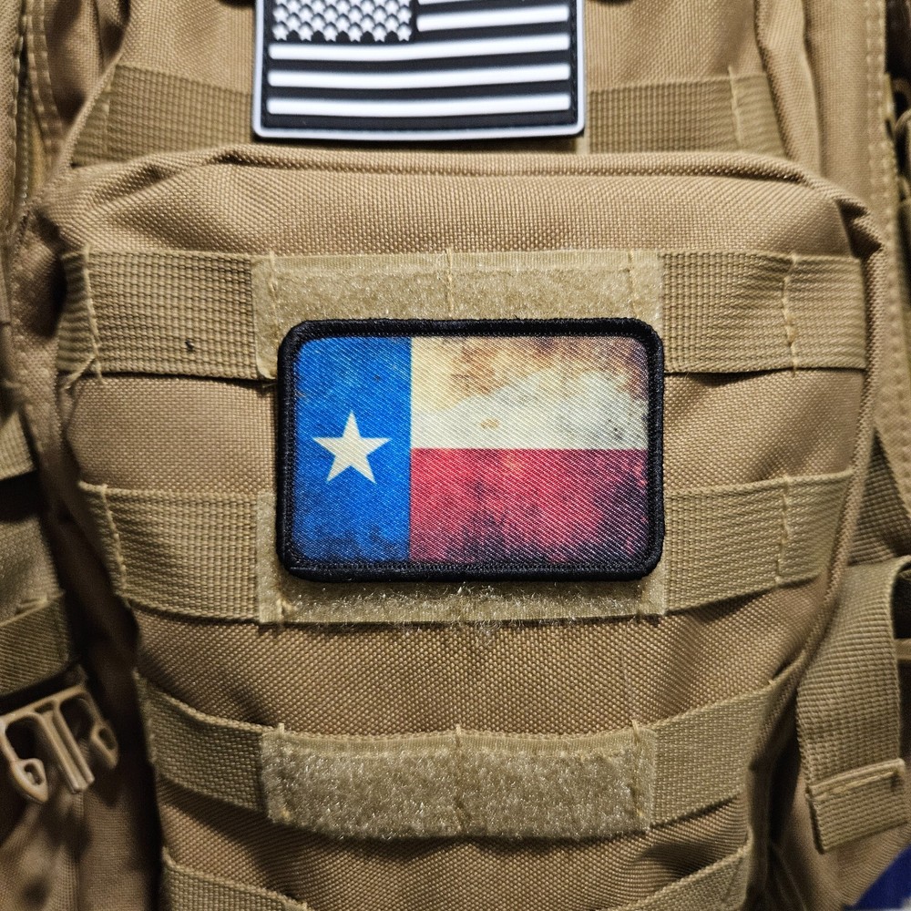 Distressed Texas state flag Morale Patch 2"x3" hook and loop tactical