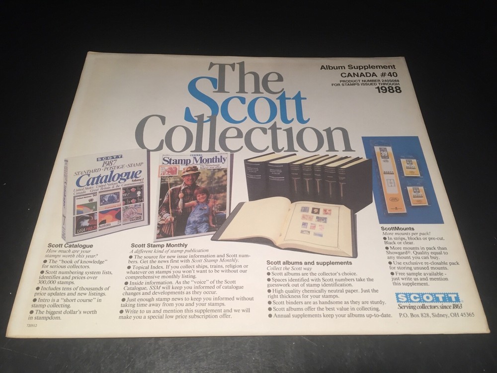 Scott Canada Stamp Album Pages Supplement #40 - 1988- New
