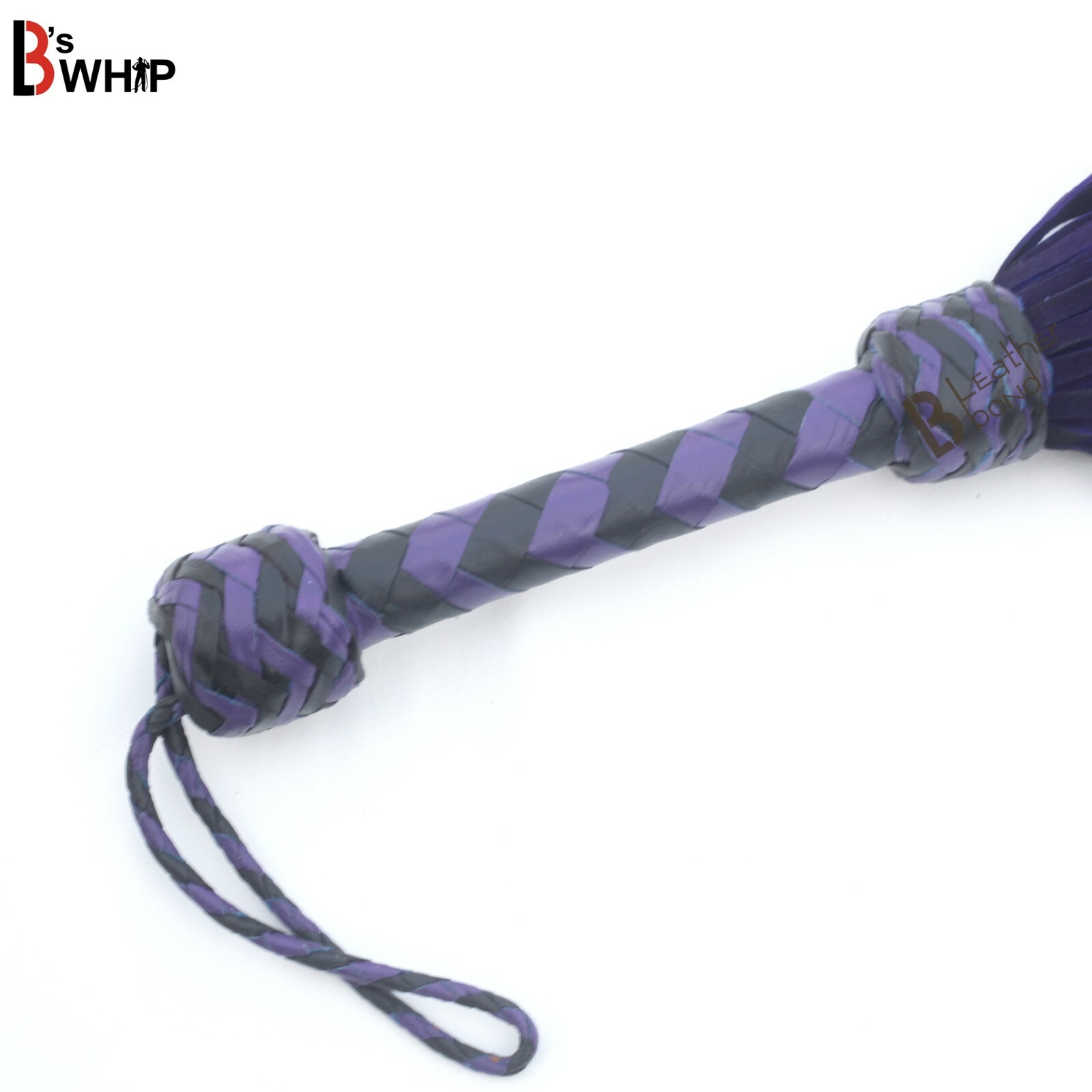 Real Cowhide Suede Leather Flogger 100 Falls Purple Black Heavy Thuddy whip