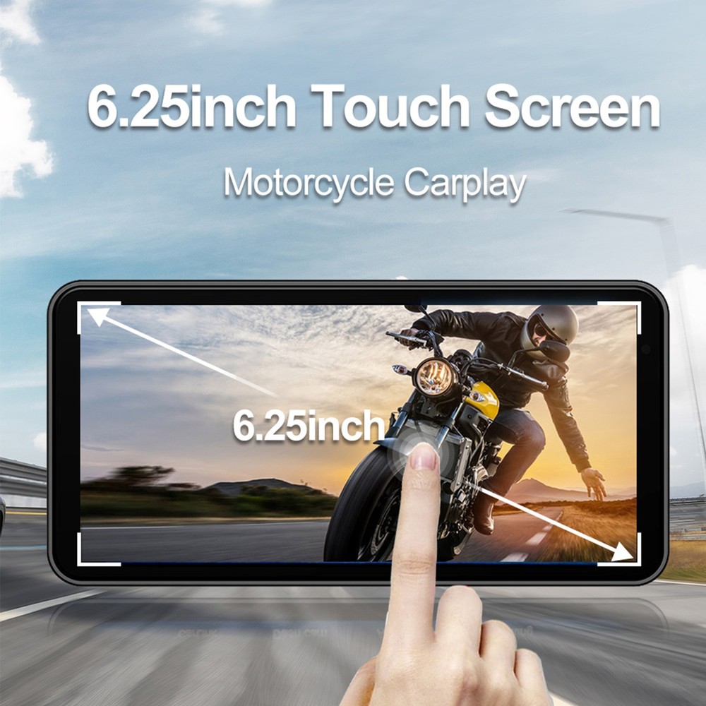 Motorcycle GPS CarPlay Screen Wireless Android Auto 6.25" Touchscreen Waterproof