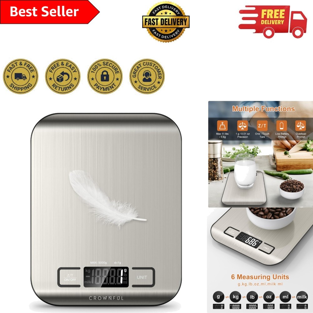 Compact 11 lb Kitchen Scale with LCD Display & Tare Function - Ideal for Cooking
