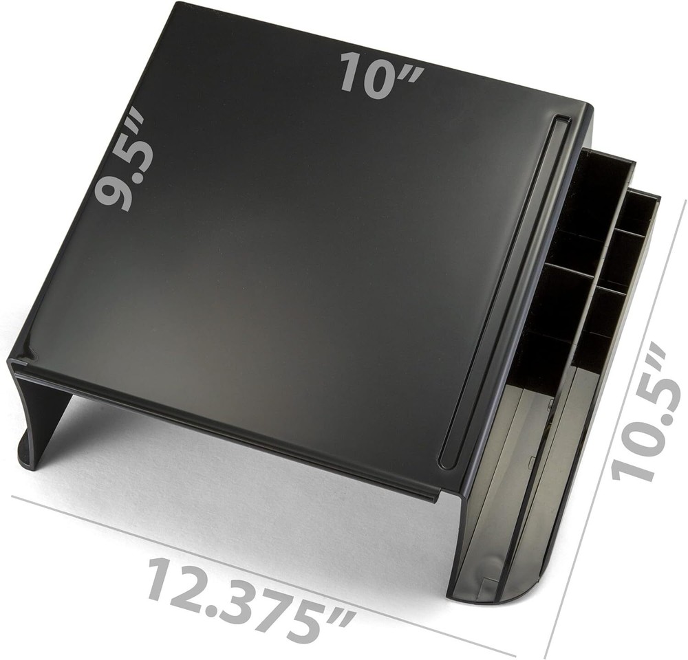 Officemate Telephone Stand, Laptop Black Plastic Computer Riser,