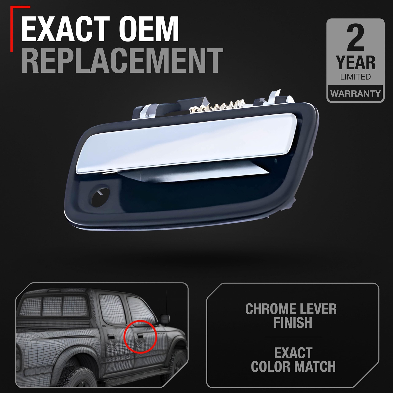 TRUBUILT1 AUTOMOTIVE Exterior Front Passenger Door Handle Replacement - Compatib