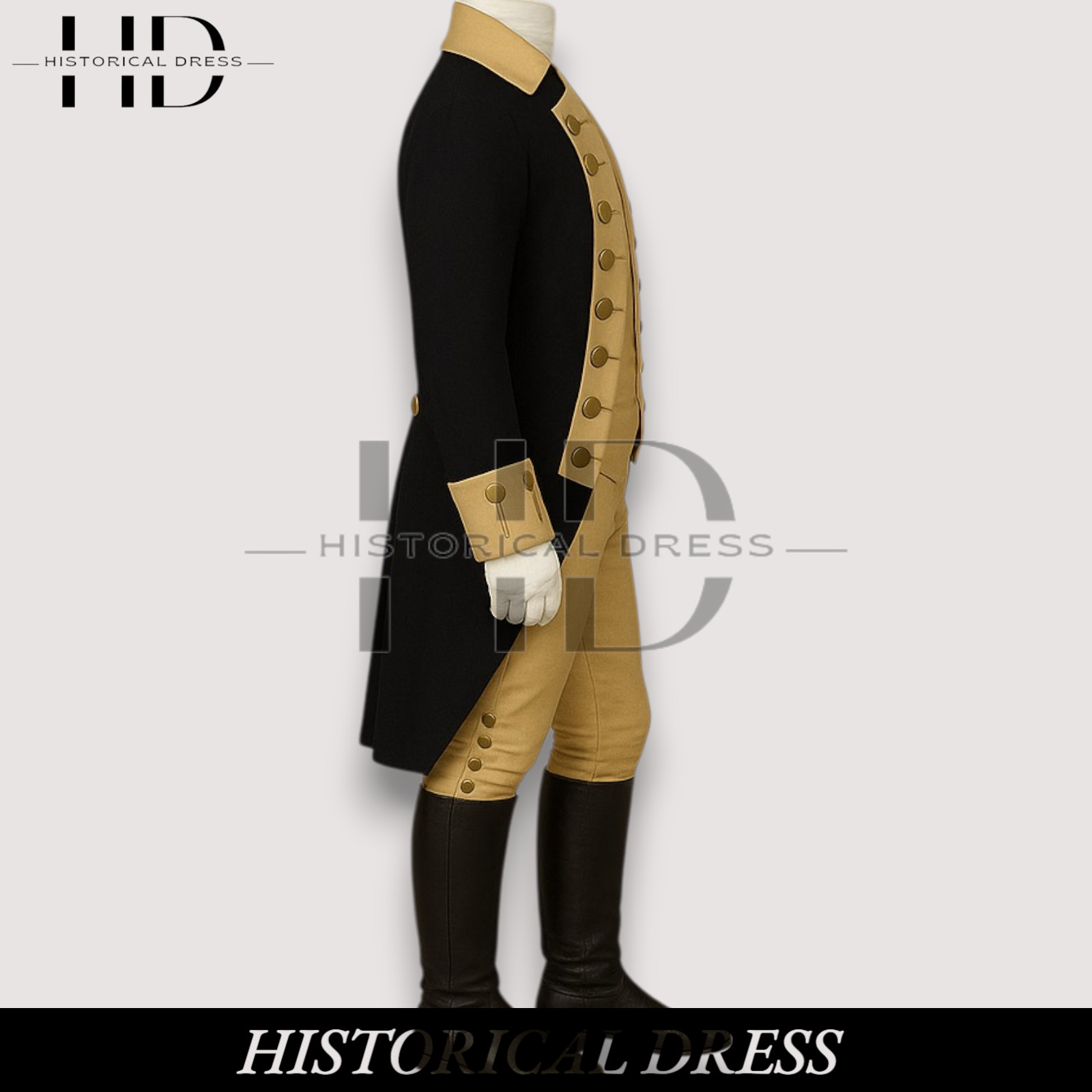 18th Century Officer Coat Revolutionary War Uniform Blue Wool Colonial Costume