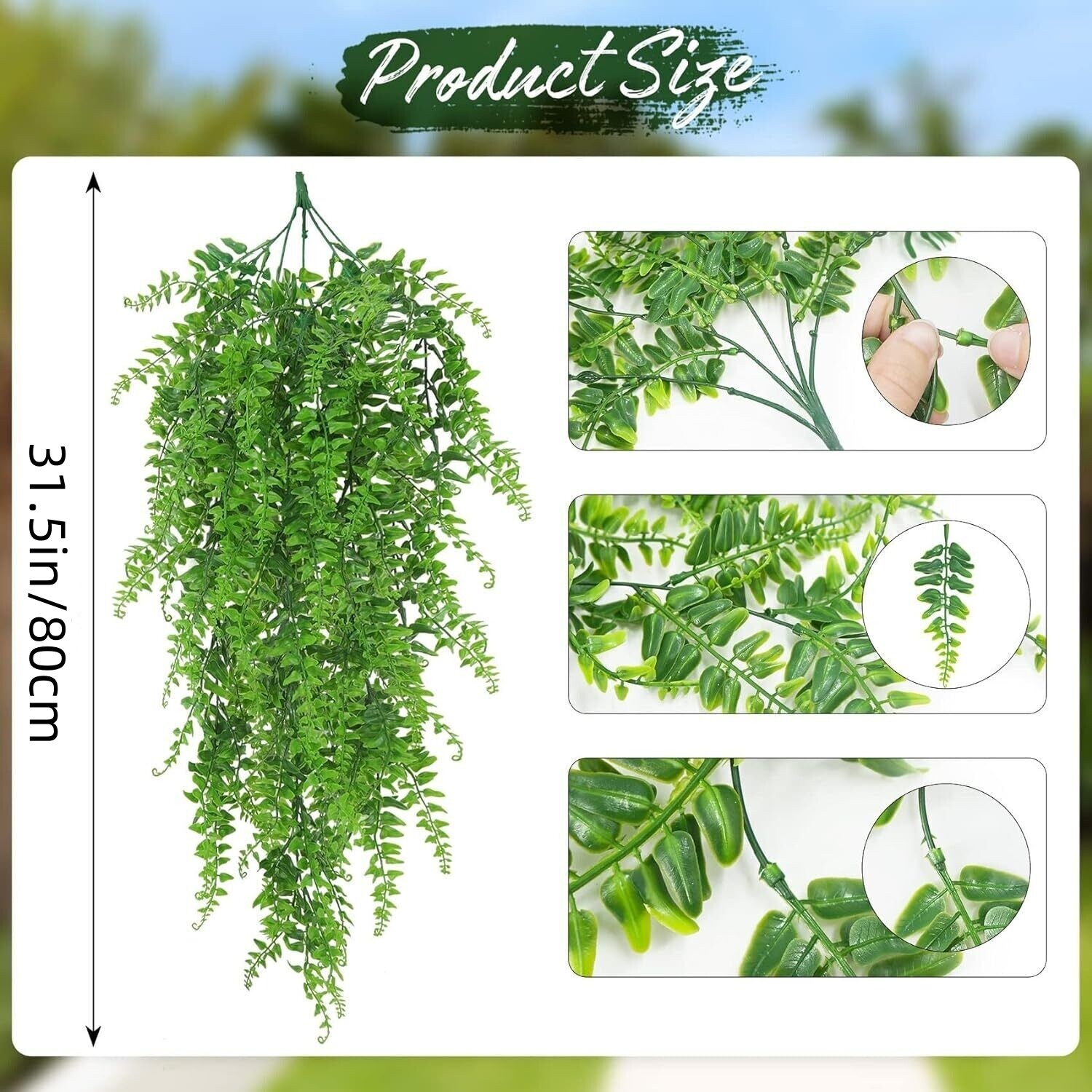 4Pcs Artificial Boston Fern Plant Fake Hanging Trailing Foliage Vine Home Decor