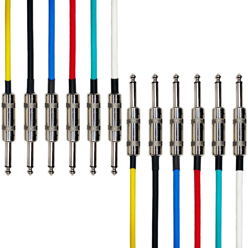 Axcessables 1/4-Inch TS (Mono) Multi-Colored Unbalanced Patch Cables (6 Pack)