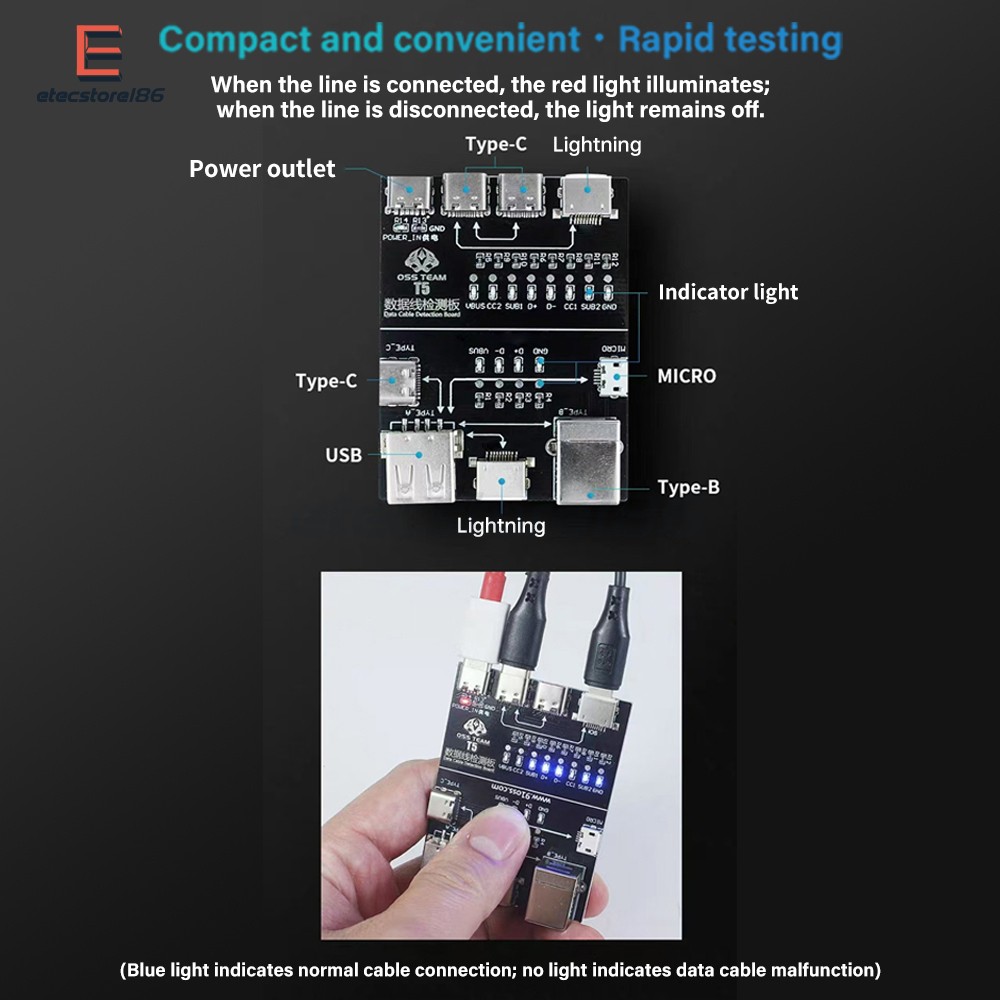 T5 Multifunctional Interface Cable Detection Module Data Cable Abnormal Testing