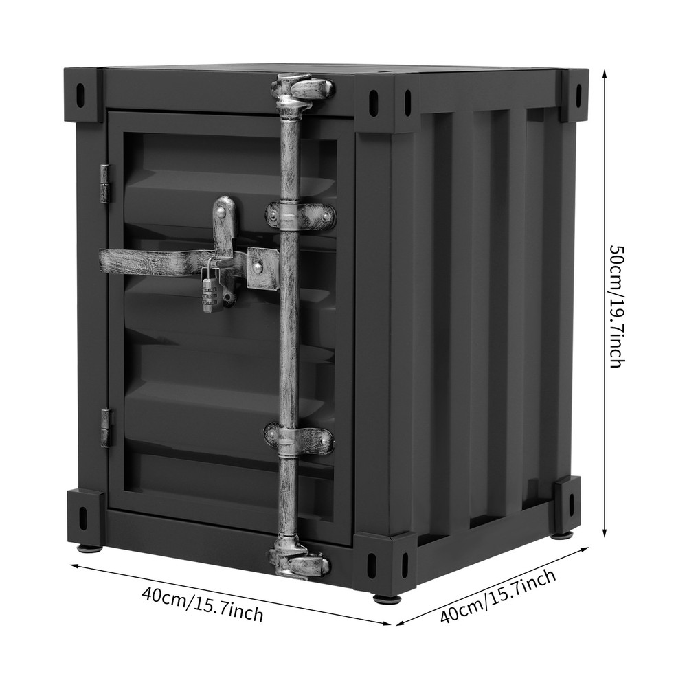 Floorstanding Side Table, Industrial Style Container Cabinet, Iron Bedside Table