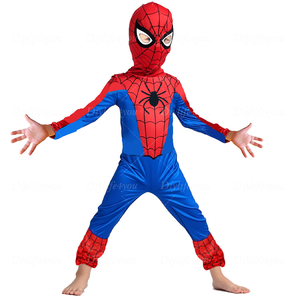 Kids Boys Spiderman Fancy Dress Jumpsuit Cosplay Costume Party Bodysuit 3-7 Age