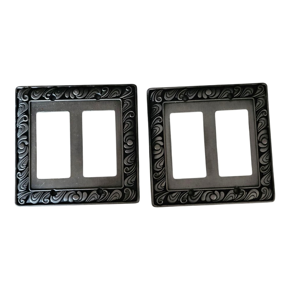 2 Rocker Light Switch Plate Cover Satin Nickle Double Set