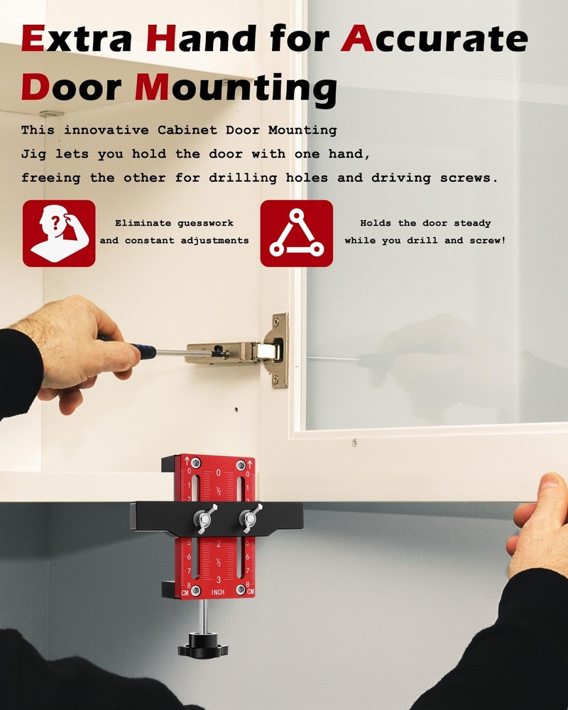Cabinet Hinge Installation Jig for Efficient Mounting, 1 Pack, Red