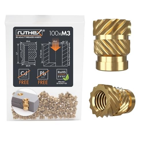 M3 Threaded Inserts - 100 Pieces RX M3x5.7 (100pcs) Metric Threaded Insert