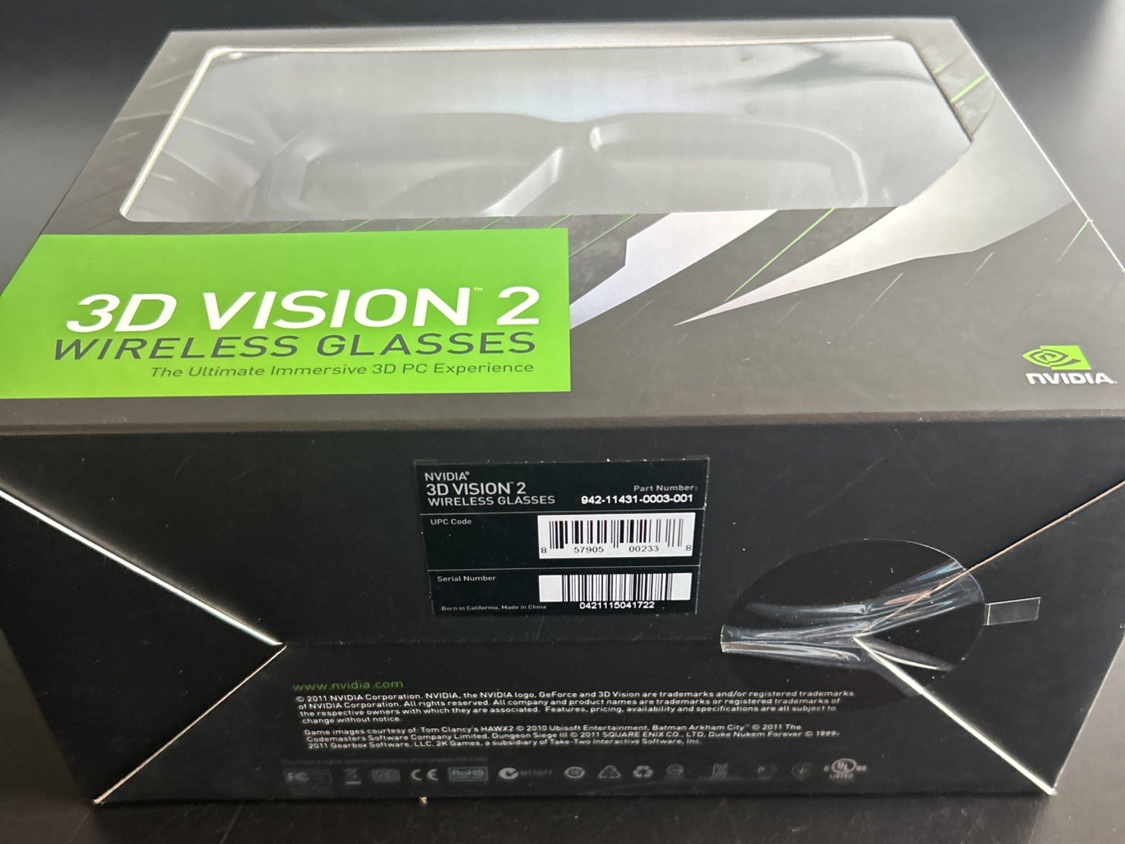 NVIDIA 3D Vision 2 Wireless Glasses -New Unopened Box Immersive 3D PC Experience