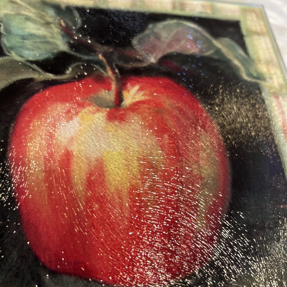 Tempered Glass Apple Design Trivet-7” Square
