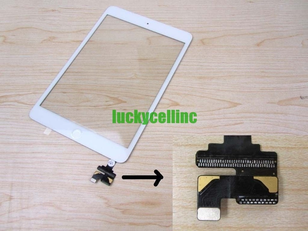 For Ipad Mini 1 2 Touch Screen Digitizer + IC Connector Chip + Home Button White