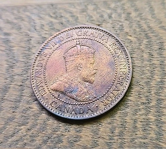 1910 Canada Large Cent Red Brown Rainbow Toned