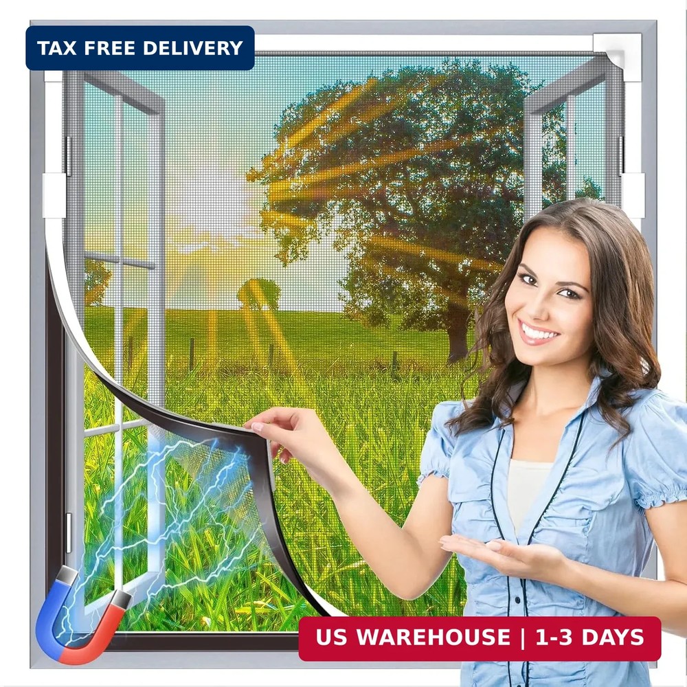Window Screen Adjustable Magnetic Window Screen Replacement Max 47 x51 DIY Fiber