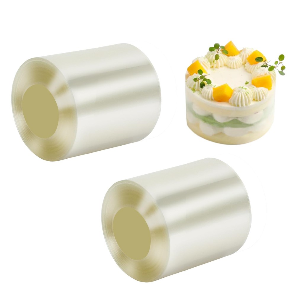 2 Pack Cake Collars 2x394 Inch, Transparent Acetate Sheets, Baking Clear Strips