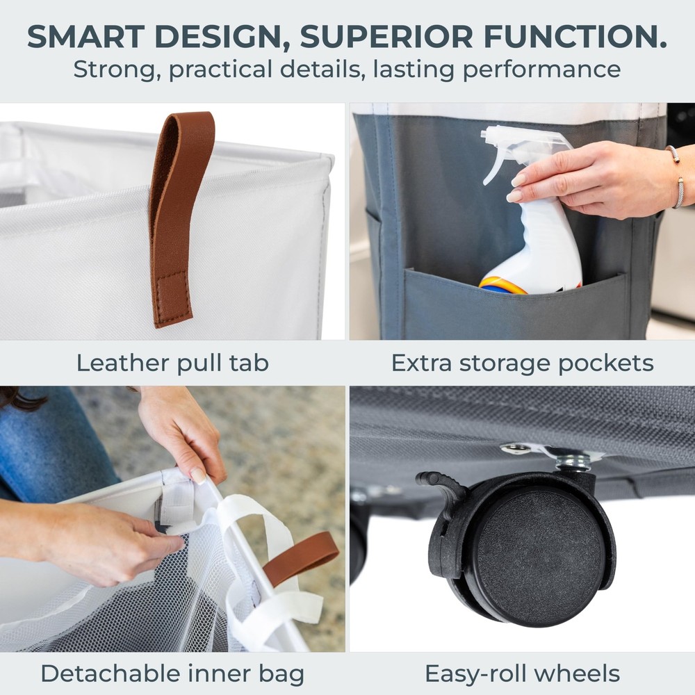 Laundry Basket with Wheels – Foldable, Space-Saving, Fabric Slim Laundry H