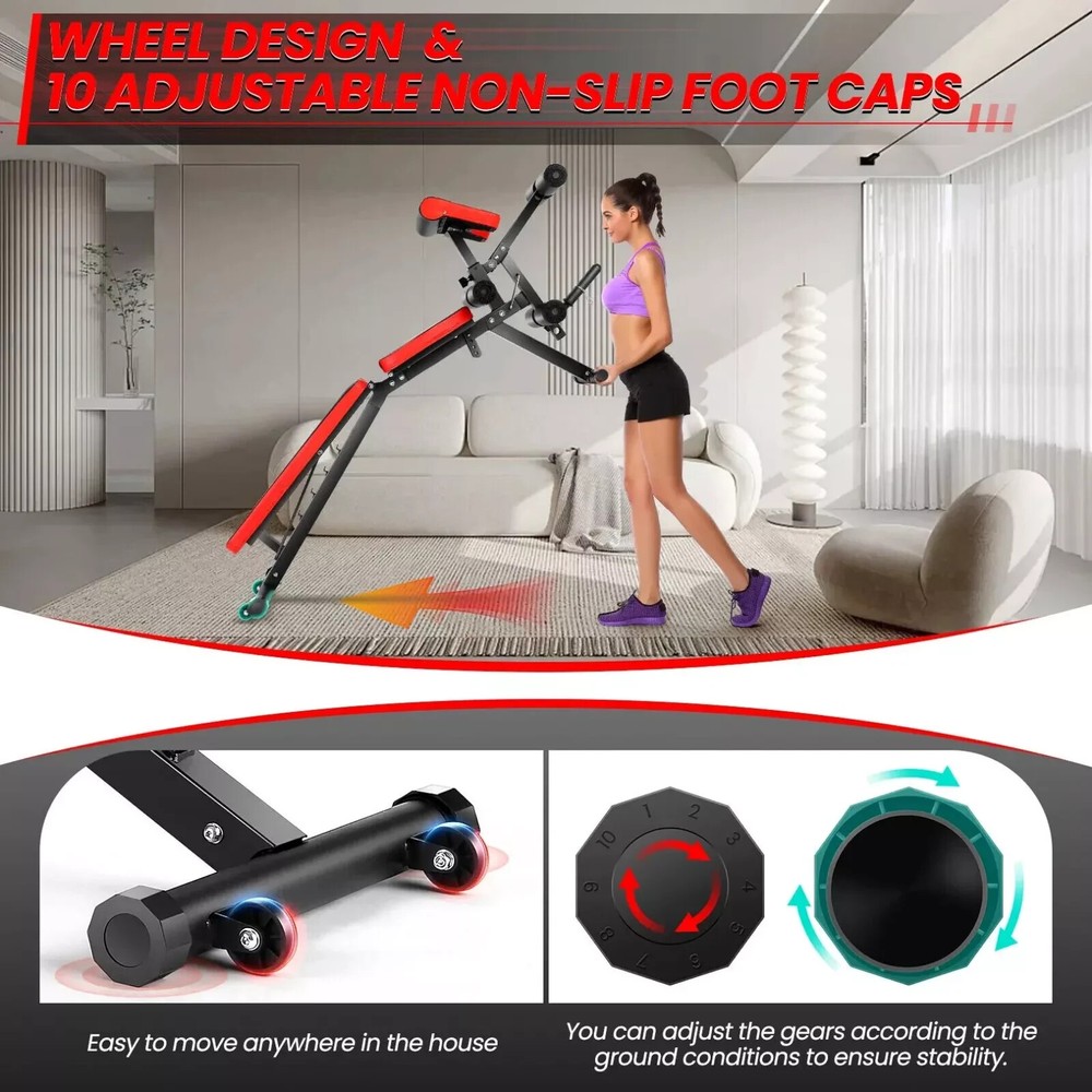 800 LBS Adjustable Foldable Exercise Weight Bench Workout Bench Gym With Wheels