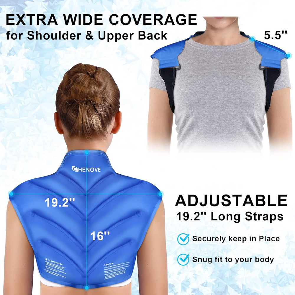 Chenove Ice Pack for Shoulders Upper Back with Strap, Neck and Shoulder Ice Pack