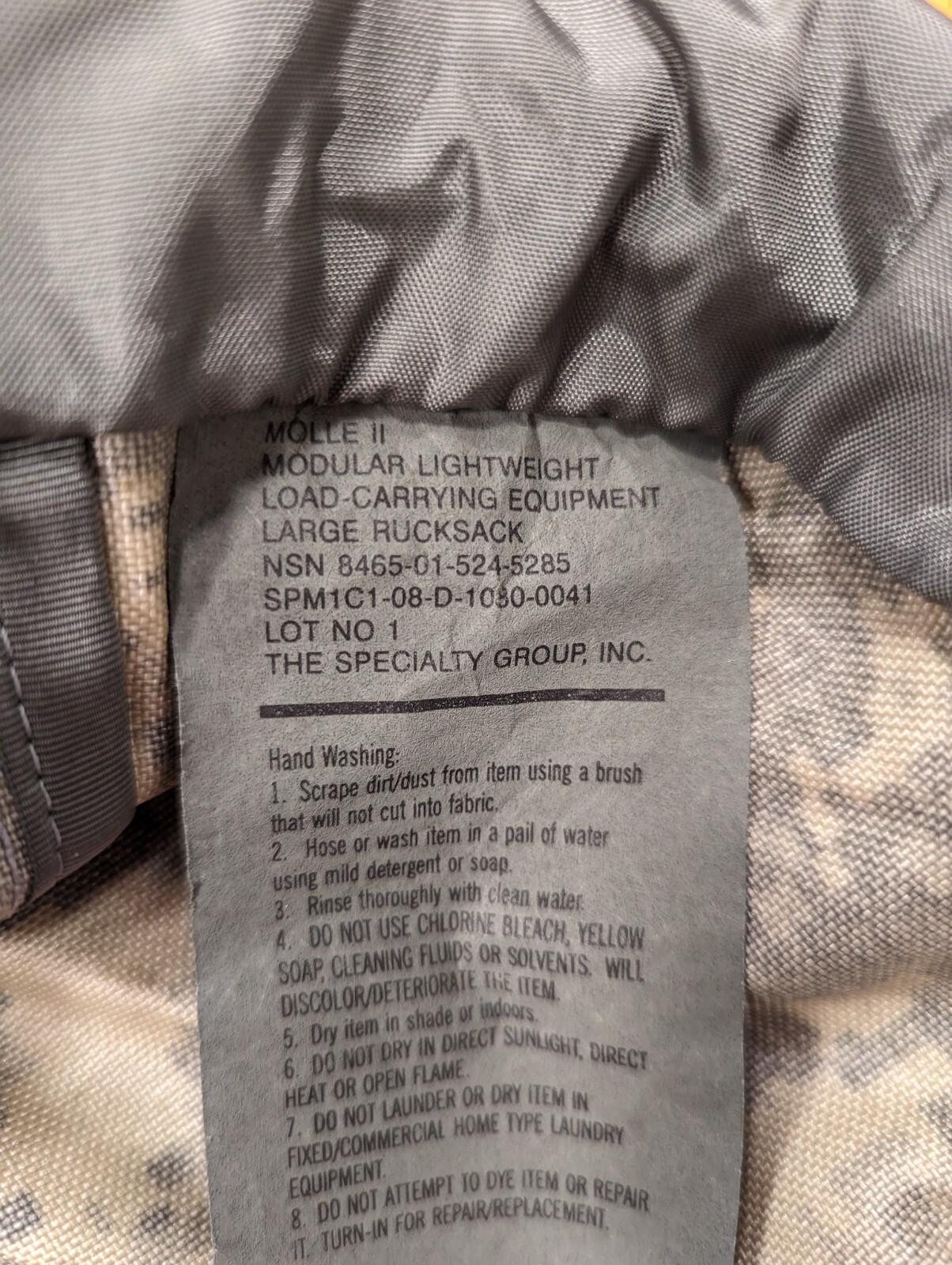 2 US Military Surplus Rucksacks USGI Large Field Pack MOLLE II ACU Modular GC