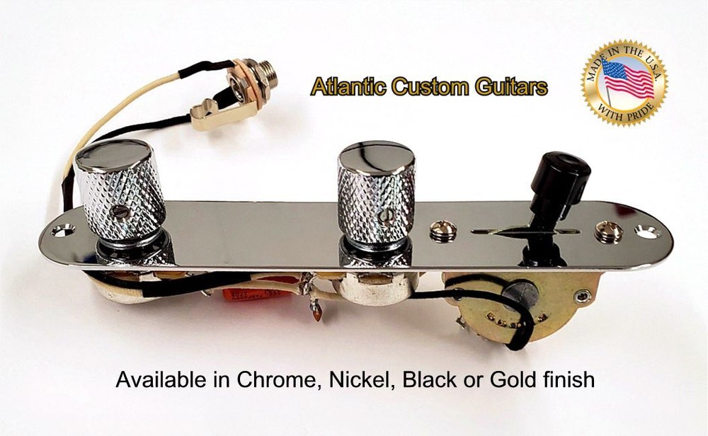 Tele Loaded Control Plate with Premium 3-way or 4-way harness and Knobs