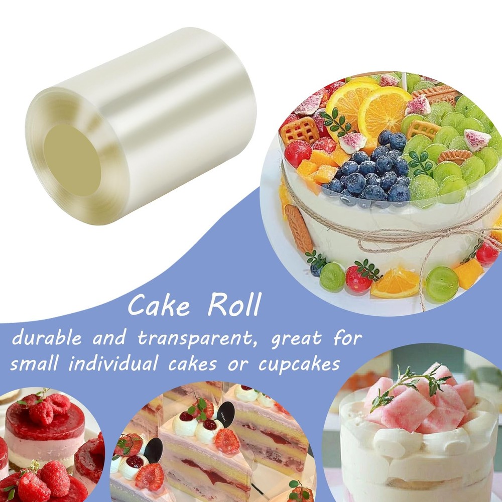 2 Pack Cake Collars 2x394 Inch, Transparent Acetate Sheets, Baking Clear Strips
