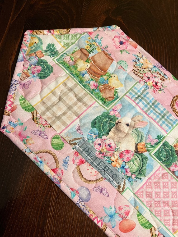 Handcrafted-Quilted Table Runner -Easter Eggs, Baskets, Bunnies & Butterflies