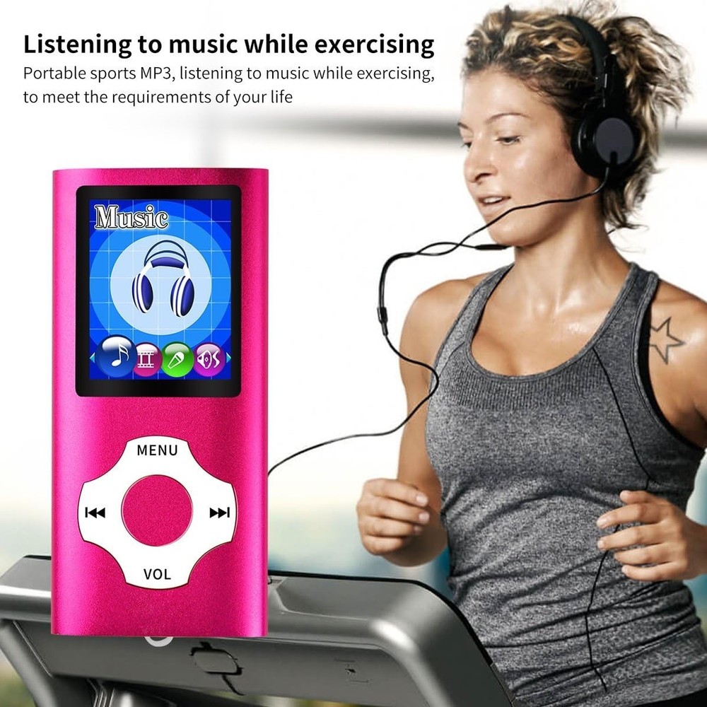 64GB Expandable MP3 Player with LCD Screen, E-Book Reader & FM Radio - Pink