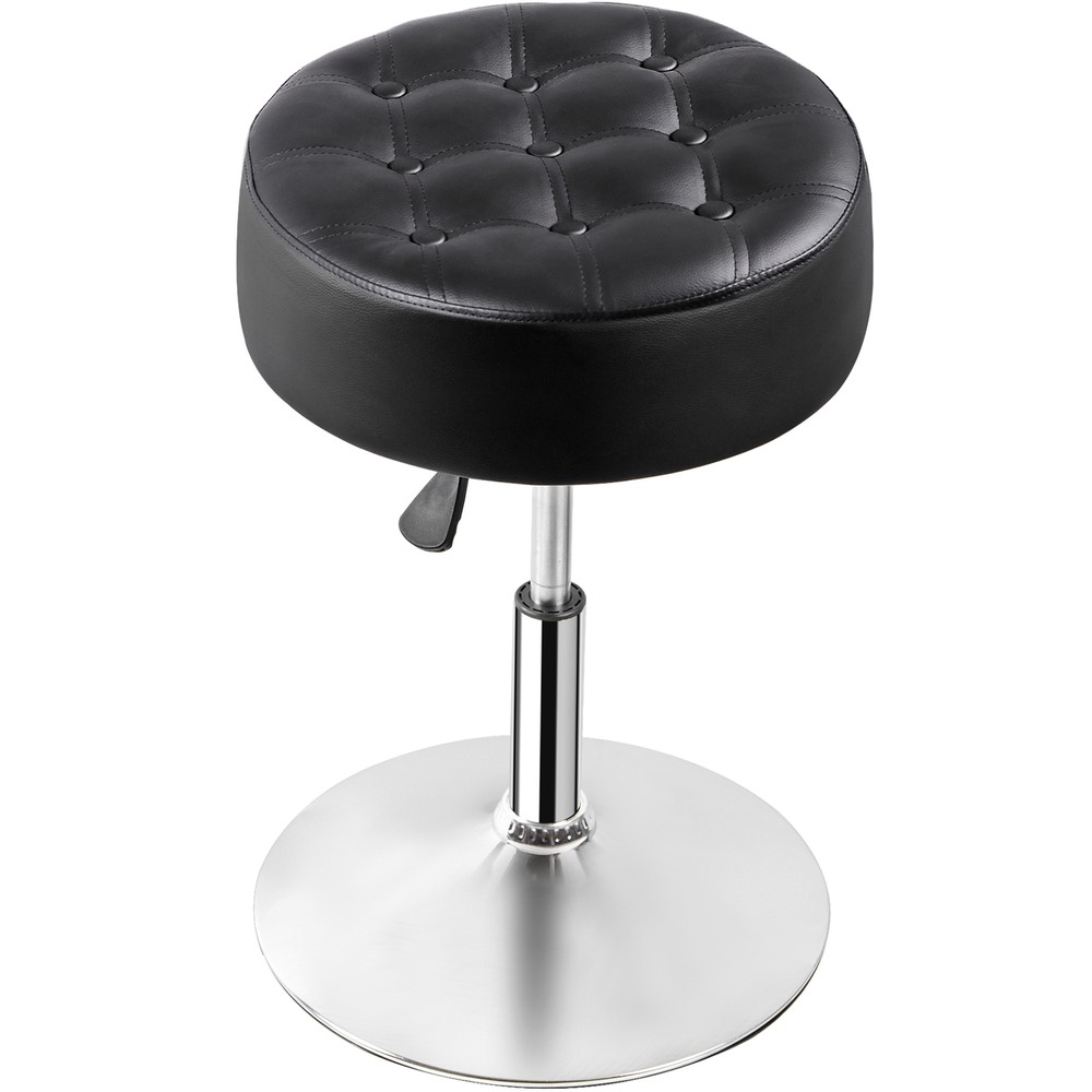 Black Vanity stool for Makeup Room Adjustable Height PU Leather Bar Stool