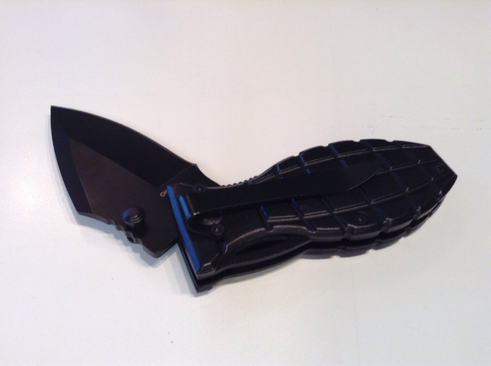 Black "Grenade" Folding Pocketknife