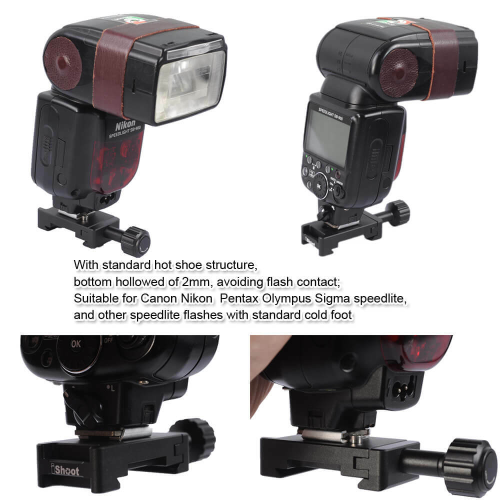 Speedlite flash bracket Hot Shoe Mount for iShoot Camera L Quick Release Pate