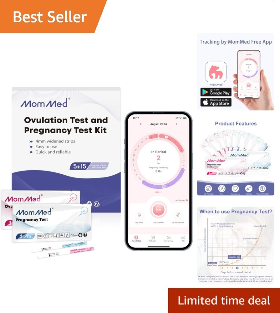 At-Home Ovulation & Pregnancy  Kit - 15 Strips plus Tracker for Confidence