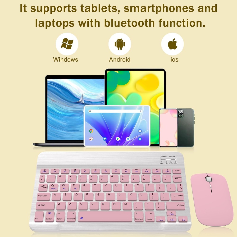 Teclado y Mouse Combo Inalámbrico Bluetooth Universal para Tableta iPad/Android