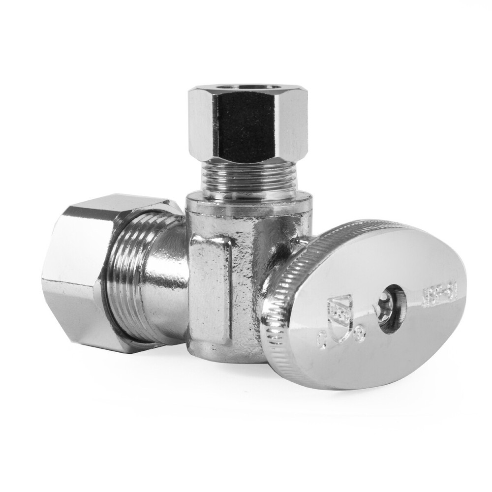 EFIELD 10PCS 5/8" OD (1/2" NOM) X 3/8" OD 1/4TURN COMPRESSION ANGLE STOP VALVE
