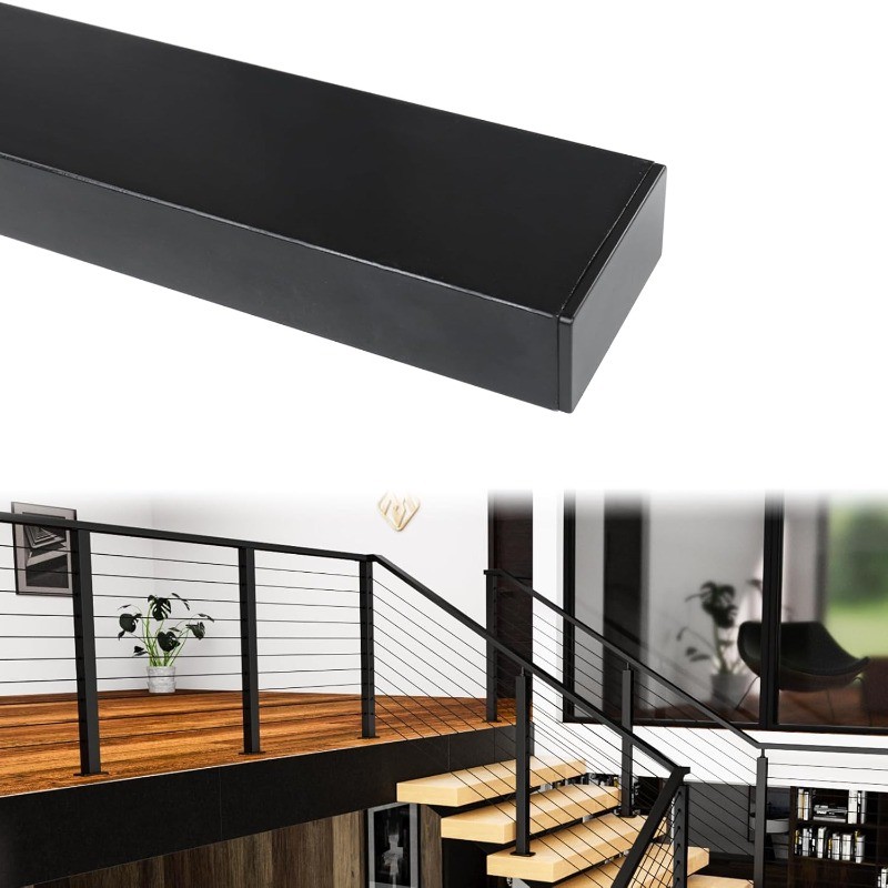 Black Cable Railing Handrail Rectangular Stainless Steel Handrail Cable Railing