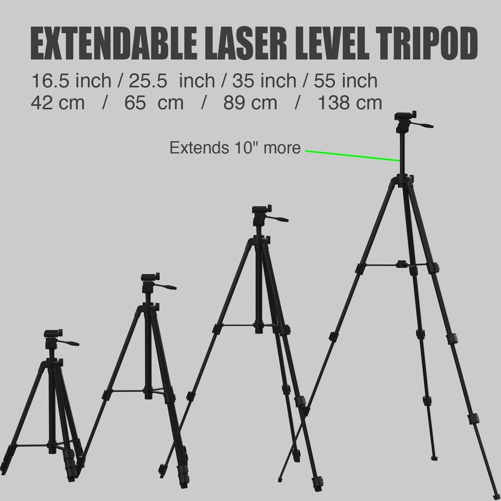 55-Inch Lightweight Aluminum Tripod for Laser Tools – Bubble Level, Quick Rel...