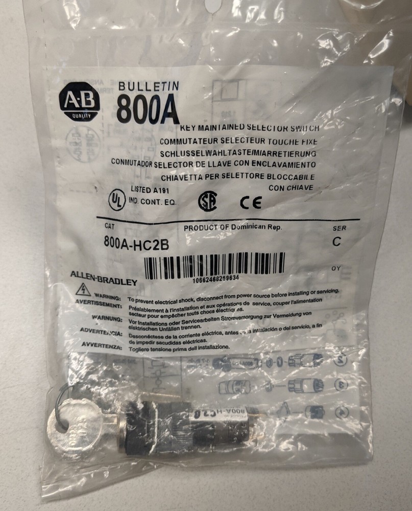 Allen-Bradley 800A-HC2B Ser. C Key Maintained Selector Switch